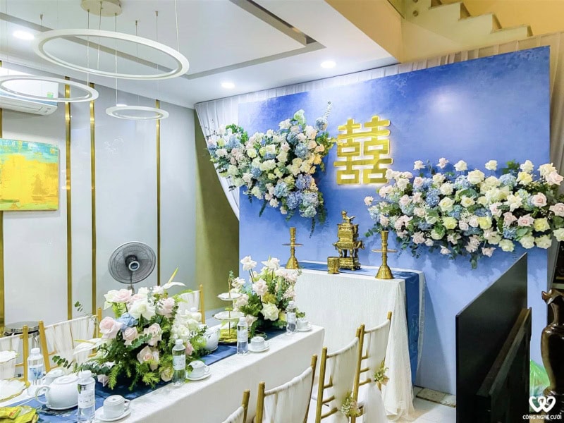 Trang Trí đám Cưới Lễ Gia Tiên Tông Xanh