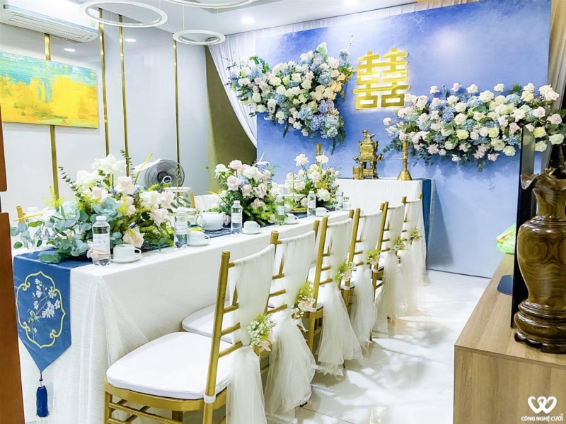 Trang Trí đám Cưới Lễ Gia Tiên Tông Xanh