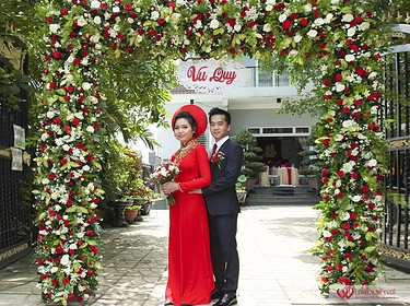 Cổng Cưới Hoa Trắng đỏ (1)