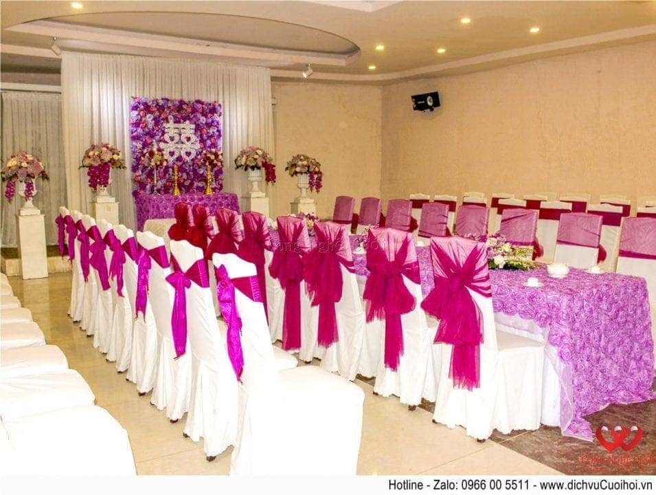 Trang trí tiệc cưới trọn gói tông màu tím- Trang trí lễ gia tiên