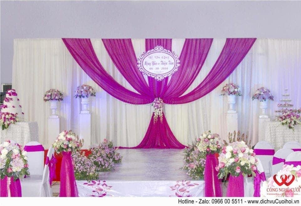 Trang trí tiệc cưới trọn gói tông màu tím