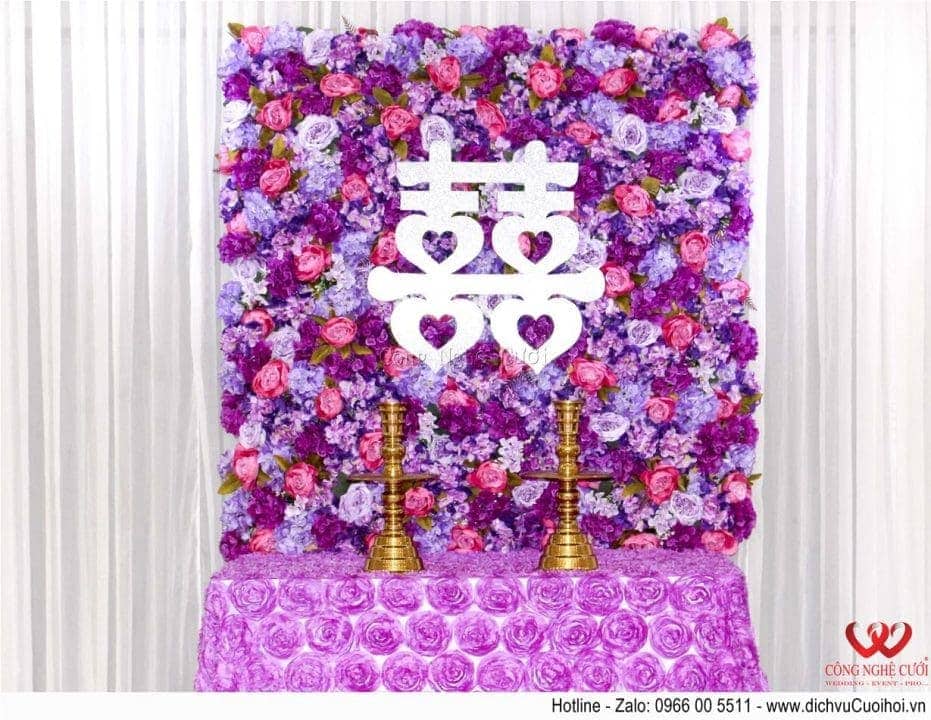 Trang trí tiệc cưới trọn gói tông màu tím- Trang trí lễ gia tiên