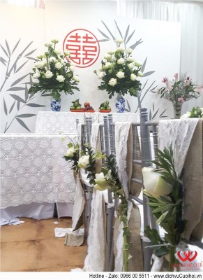 Trang trí đám cưới với hoa sen trang xanh
