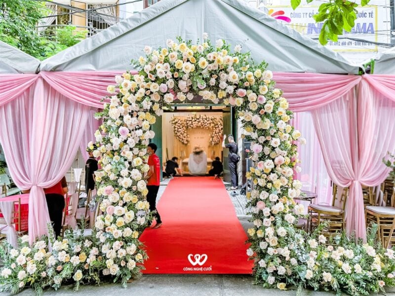 Cổng Hoa đám Cưới Tông Cam Hồng