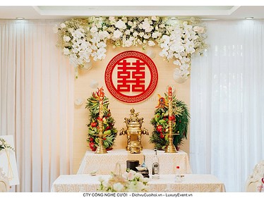 Gói trang trí gia tiên lễ đính hôn tông hồng Pastel