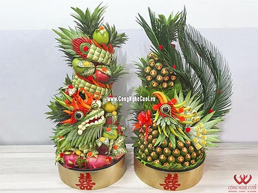 Mâm quả rồng phụng trái cây trầu cau