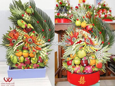 Mâm quả trái cây rồng phụng