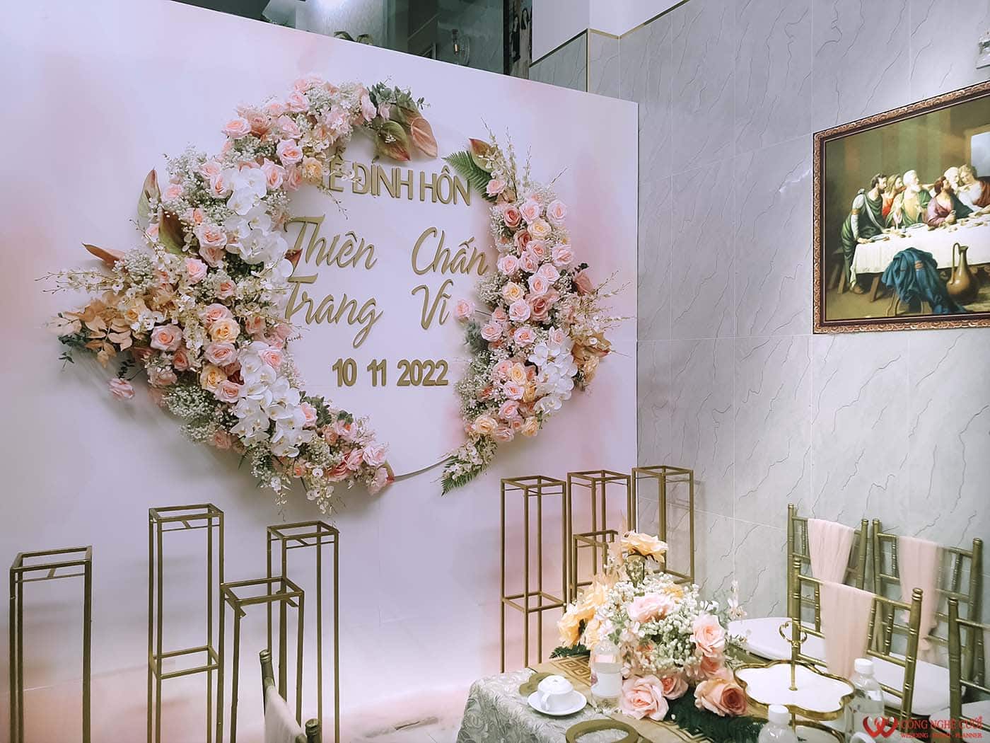 Phông Cưới Lễ Gia Tiên Tồng Cam Hồng