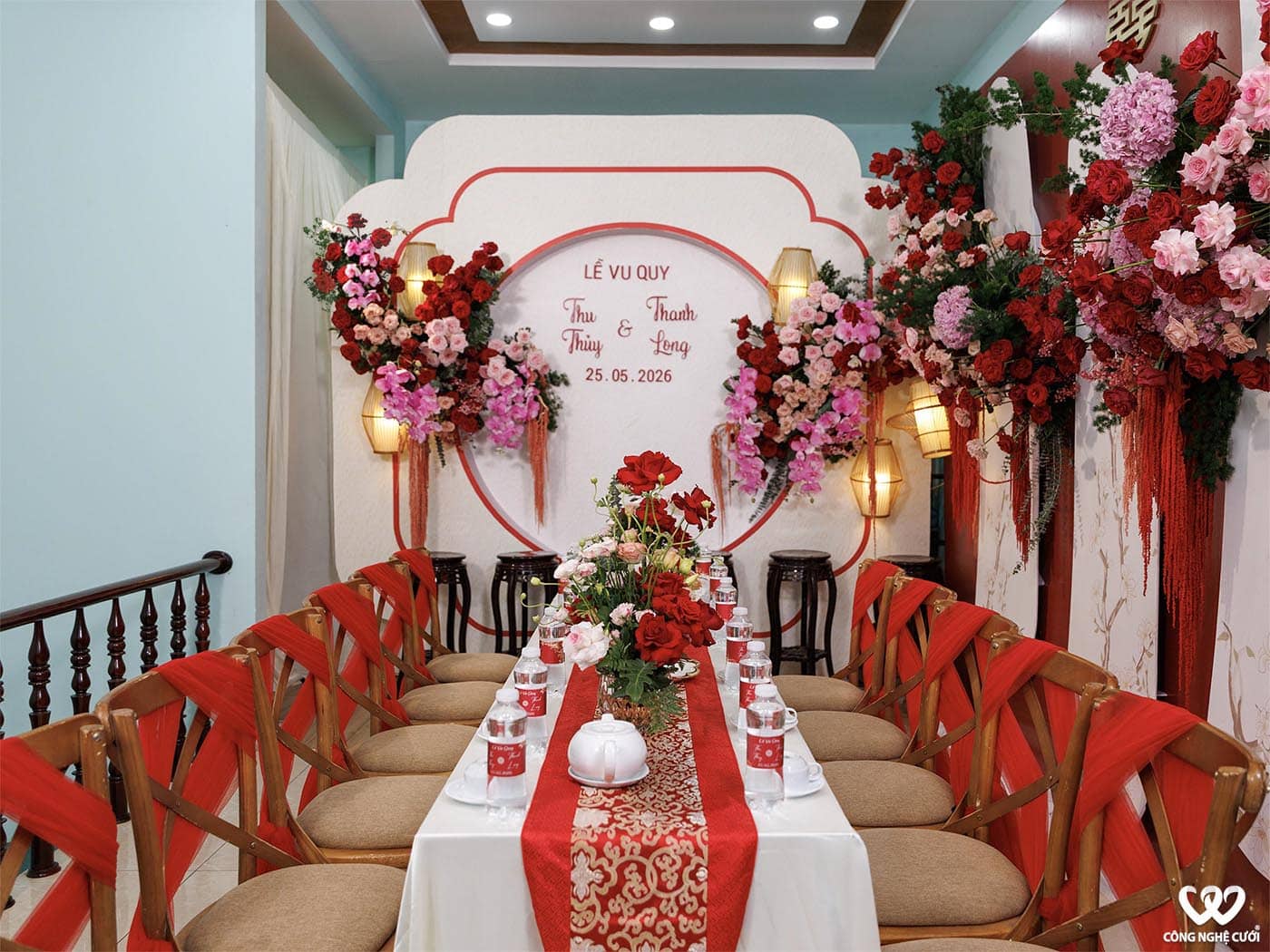 Trang Trí Gia Tiên Tông đỏ Hồng