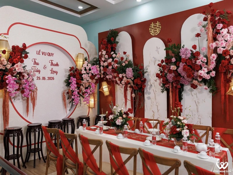 Trang Trí Gia Tiên Tông đỏ Hồng