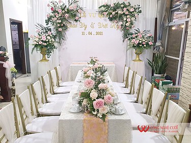 Gói trang trí nhà lễ gia tiên tông hồng Pastel