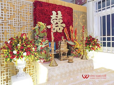 Trang trí nhà đám cưới tông màu đỏ