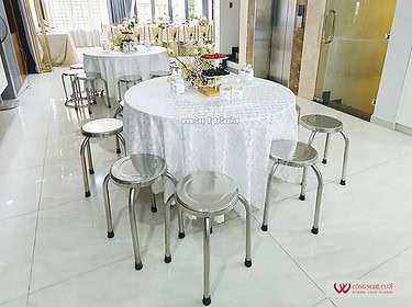 Cho thuê bàn tròn ghế inox đám cưới