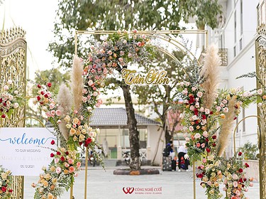 Trang trí cổng hoa lễ gia tiên đám cưới lễ tân hôn trọn gói