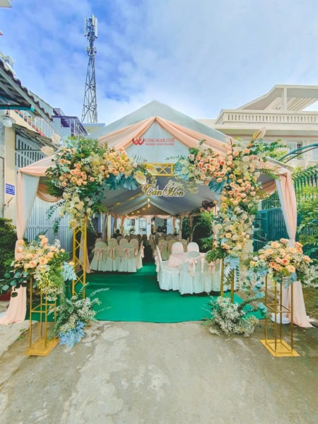 Cổng Hoa đám Cưới Màu Vàng