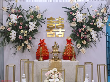 Trang Trí Gia Tiên Lá Xanh Hồng Pastel (2)