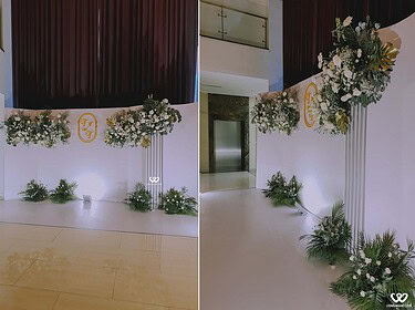 Trang Trí Backdrop Tiệc Cưới Hoa Trắng Lá Xanh (9)