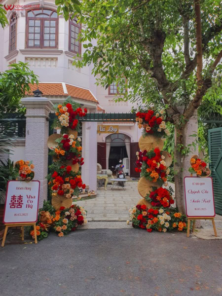 Cổng Hoa đám Cưới Tông đỏ Cam