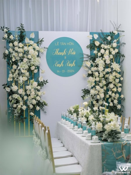 Trang Trí Lễ Gia Tiên đám Cưới Tông Xanh