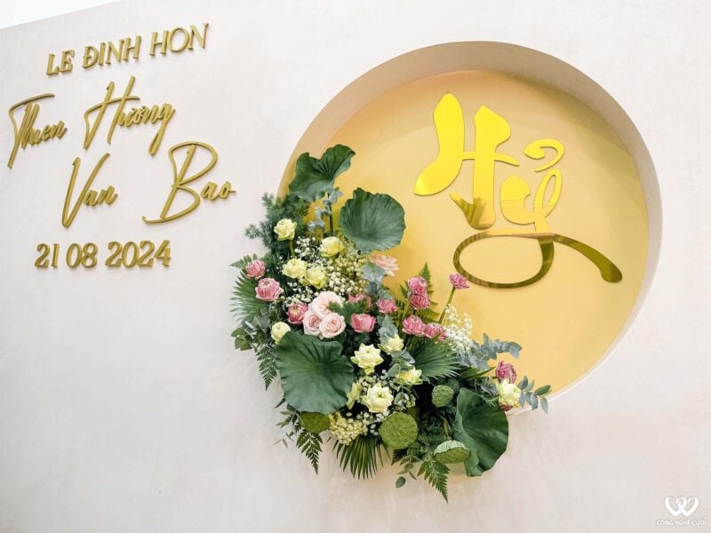Trang Trí Gia Tiên Hoa Sen Trắng Xanh Hồng (1)
