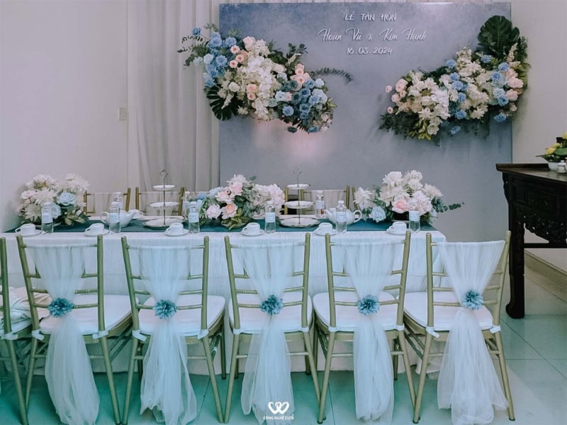 Trang Trí Gia Tiên Lễ Tân Hôn Tông Xanh