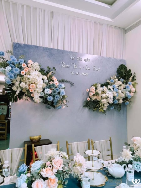 Trang Trí Gia Tiên Lễ Tân Hôn Tông Xanh
