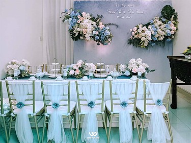 Trang Trí Gia Tiên Lễ Tân Hôn Tông Xanh