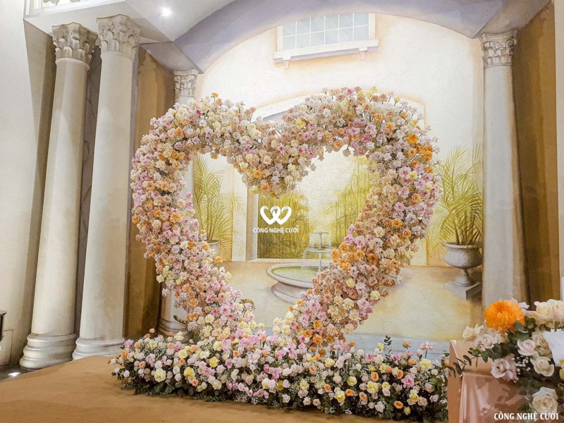Backdrop Sân Khấu Trái Tim Hoa Hồng