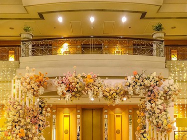 Cổng Hoa đám Cưới Tông Màu Cam Hồng Sang Trọng