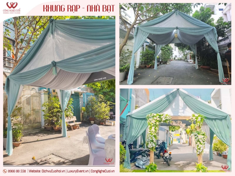Khung Rạp Cưới Hỏi Tông Xanh Xi Măng