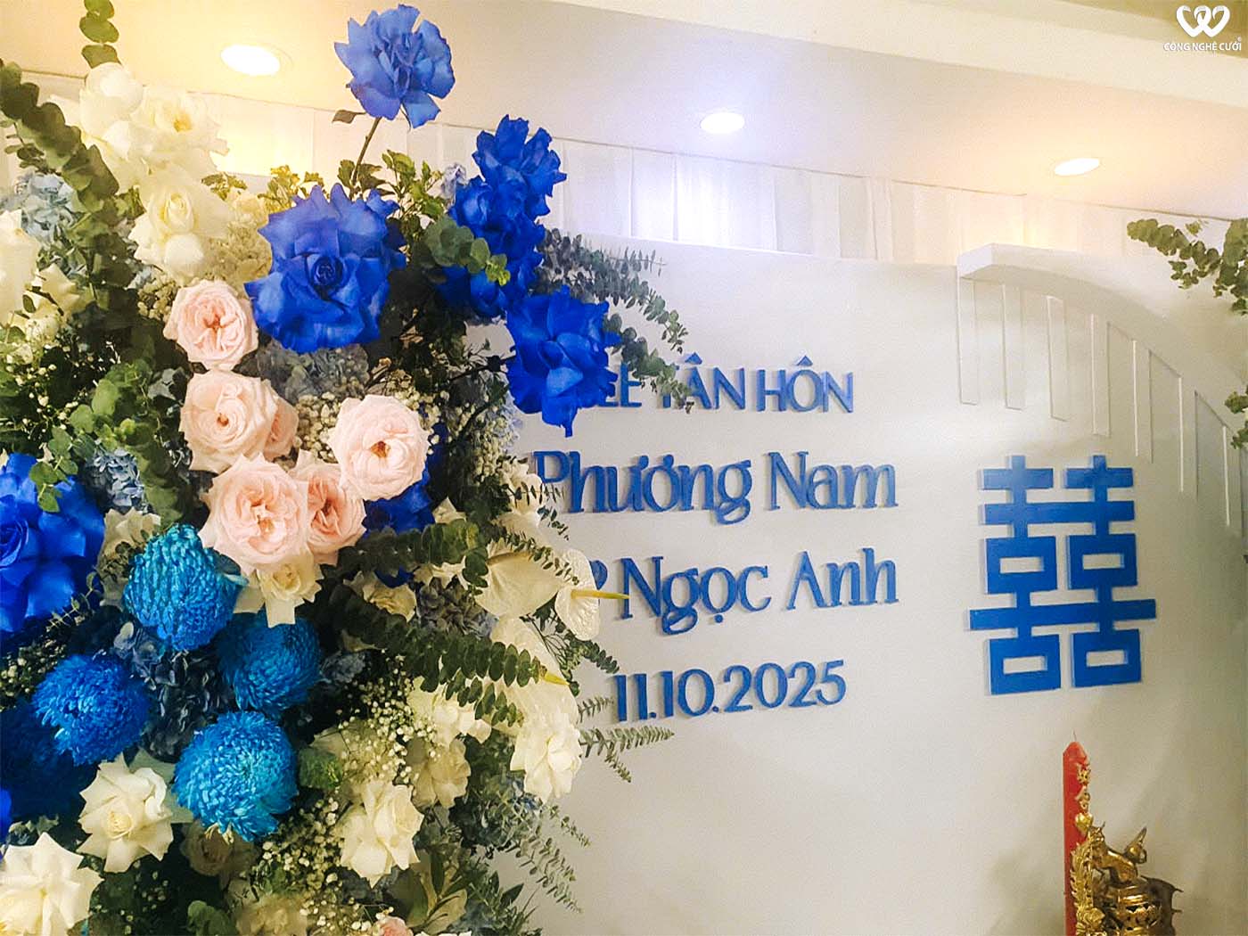 Trang Trí Nhà Lễ Tân Hôn Tông Xanh Dương