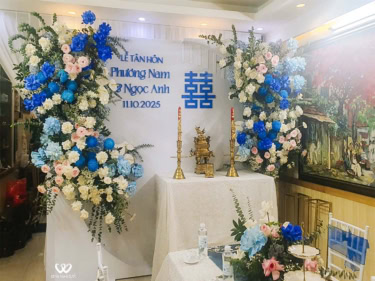 Trang Trí Nhà Lễ Tân Hôn Tông Xanh Dương