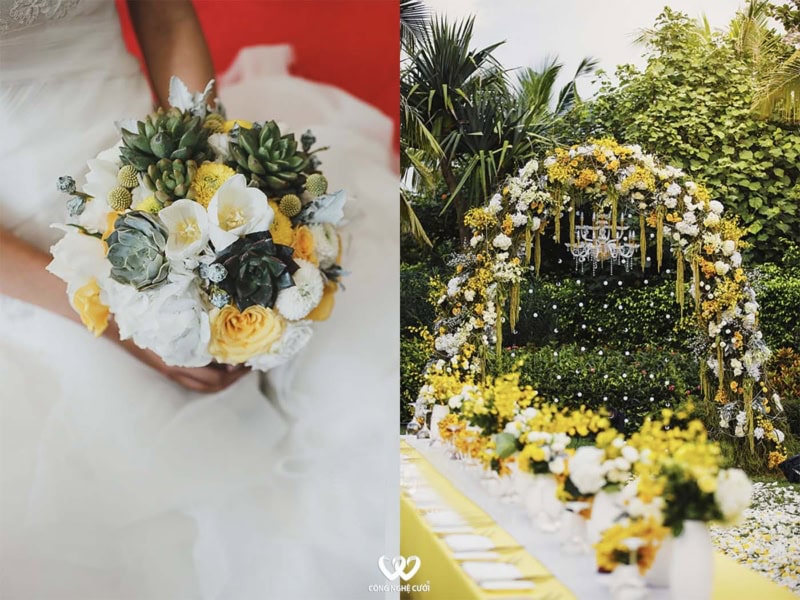 Lễ Cưới Trang Trí Tông Vàng Tươi