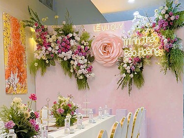 Phông Cưới Lễ Gia Tiên Tím Hồng