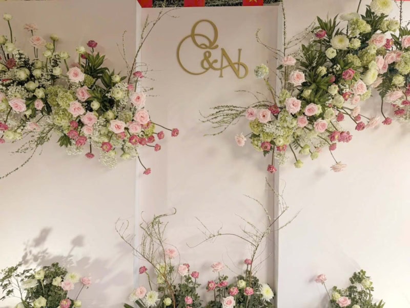 Backdrop đám Cưới Hoa Sen Mix Hoa Hồng